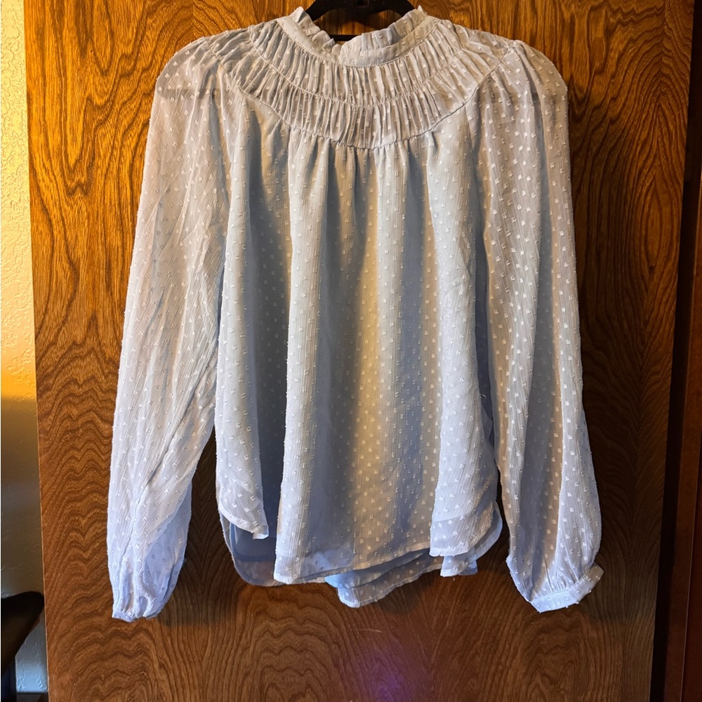 LOFT Light Blue Textured Blouse